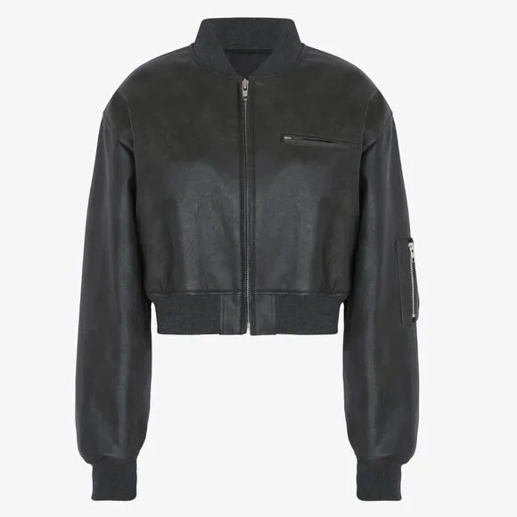 Frankie Shop Cropped Faux Leather Jacket - Picture 6 of 12